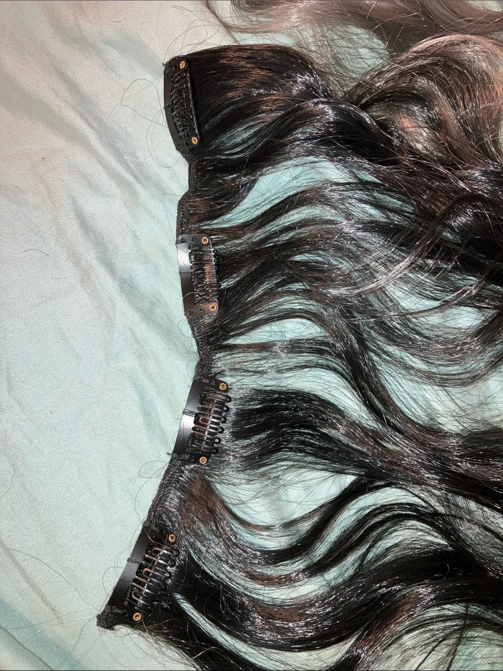 22” Wavy Ombré Clip-In Hair Extensions in Dark Brown with Ash Blonde Highlights